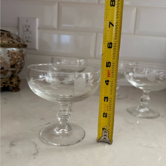 Princess House Heritage Etched Crystal Pedestal Dessert Bowl Dishes 507 Set of 4 - Picture 7 of 10